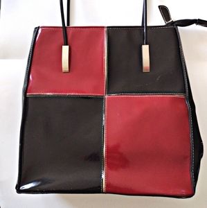 Vintage block pattern red silver black